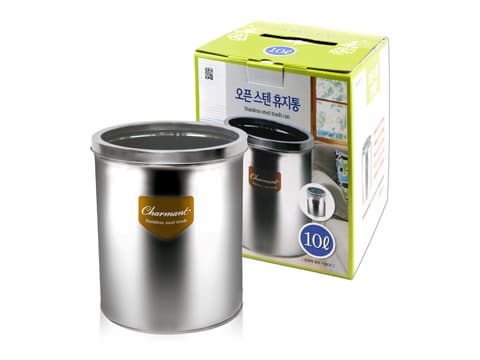 Open Top Stainless steel trash can _ 10L